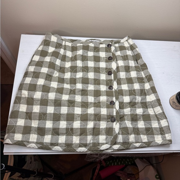 Madewell Quilted Flannel Mini Skirt In Gingham Check Sz 6 Button Up Pockets - Picture 7 of 15